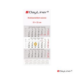 Speditőr naptár 1 tömb, 3 hónap SP-1 330 × 670 mm, fehér lapokkal Fejrész üres Dayliner 2027. Napló Dayliner
