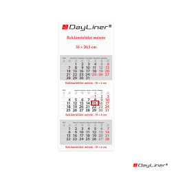 Speditőr naptár 3 tömb, 3 hónap Maxi Classic 350 × 820 mm, fehér lapokkal Fejrész üres Dayliner 2027. Napló Dayliner