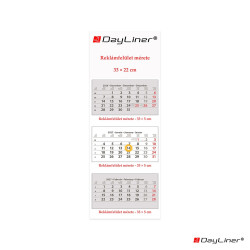 Speditőr naptár 3 tömb, 3 hónap SP-3 330 × 880 mm, fehér lapokkal Fejrész üres Dayliner 2027. Napló Dayliner