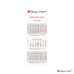 Speditőr naptár 3 tömb, 3 hónap SP-3 330 × 880 mm, fehér lapokkal Fejrész üres Dayliner 2027. Napló Dayliner
