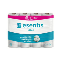 Toalettpapír 3 rétegű kistekercses 100% cellulóz 120 lap/tekercs 14m/tekercs 24 tekercs/csomag Esentis Clean Toalettpapírok Egyéb