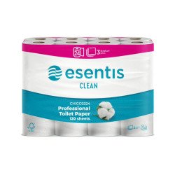 Toalettpapír 3 rétegű kistekercses 100% cellulóz 120 lap/tekercs 14m/tekercs 24 tekercs/csomag Esentis Clean Toalettpapírok Egyéb