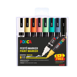 Dekormarker 1,8-2,5mm, Uni Posca PC-5M 6+2db-os készlet Dekormarker Uni