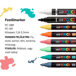Dekormarker 1,8-2,5mm, Uni Posca PC-5M 6+2db-os készlet