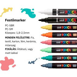 Dekormarker 1,8-2,5mm, Uni Posca PC-5M 6+2db-os készlet Dekormarker Uni