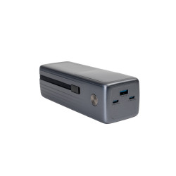Powerbank beépített kábellel, 27 000 mAh PD 140W 2xUSB-C + USB-A Platinet fekete